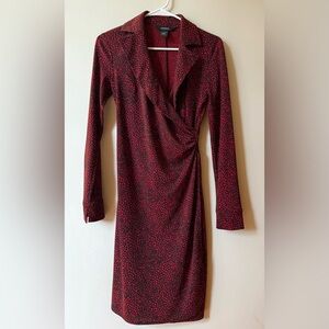 Express Red and Black Long Sleeve Mid to Mini Dress